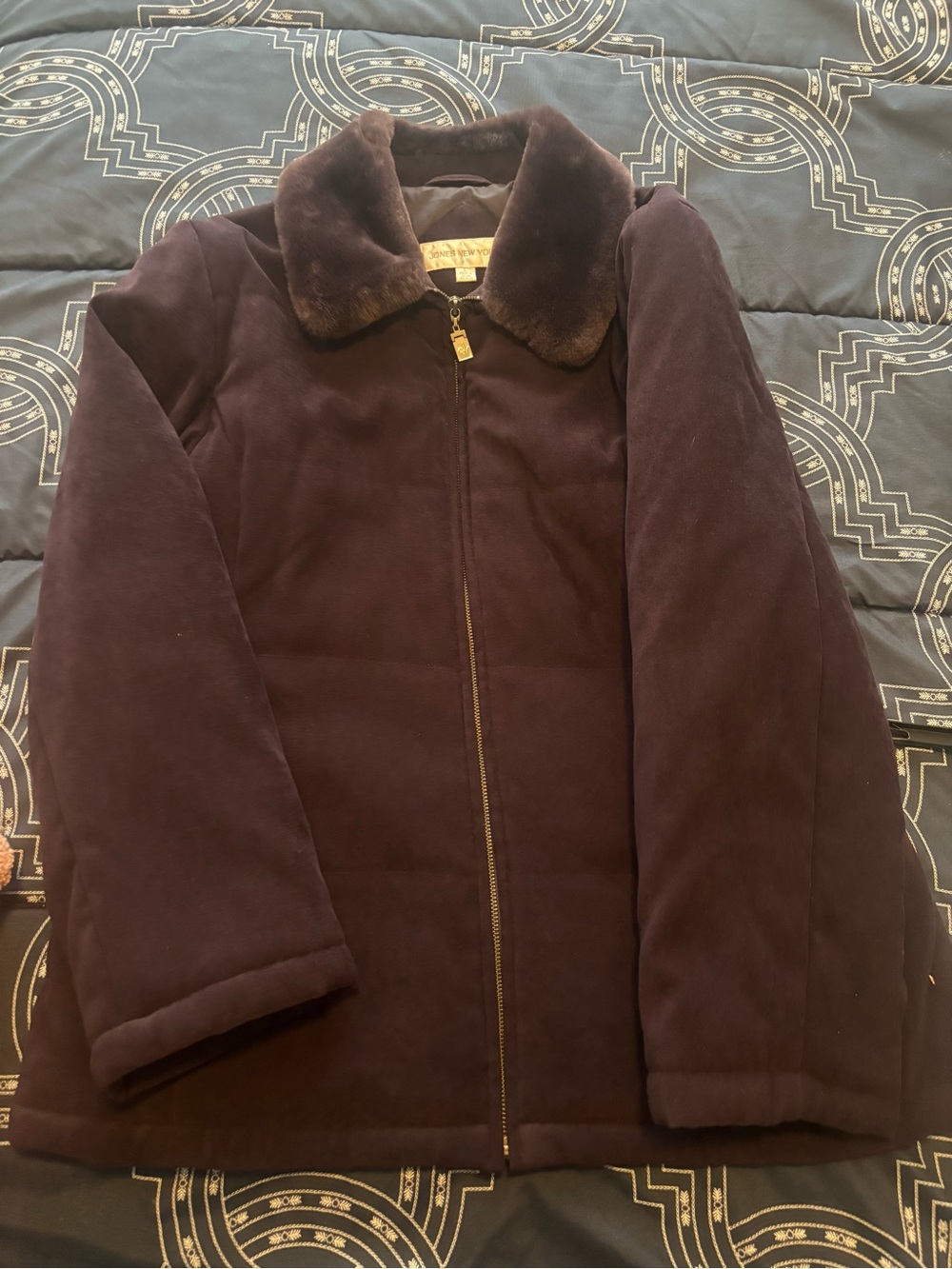 Jones New York Puffer Coat with Faux-Fur Collar